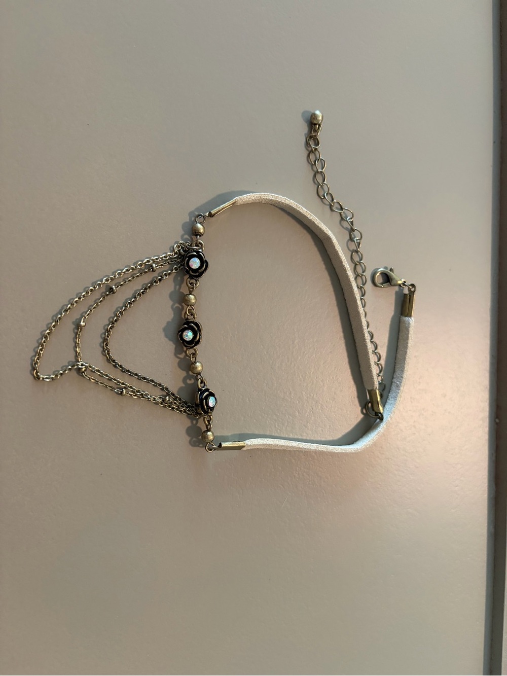 Floral Choker with Dangly Accent Necklace